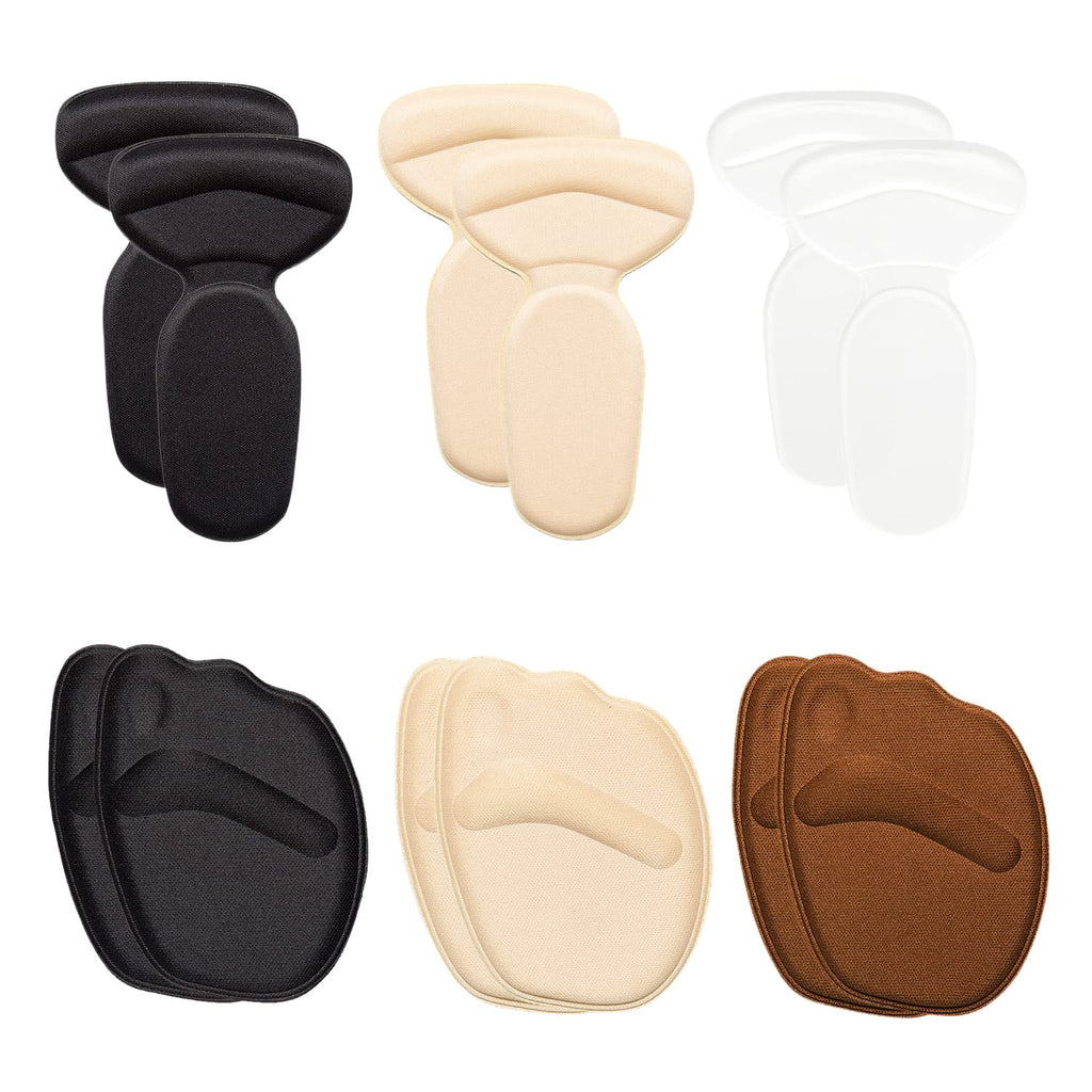 [Australia] - 3 Pairs of 2-in-1 Heel Pads, and 3 Pairs of Forefoot Pads, self-Adhesive Non-Slip Gel Insole, Foot Protector, Suitable for high Heels, Sports Shoes 