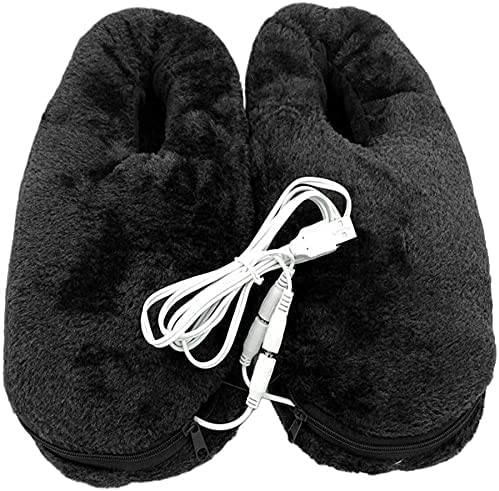 [Australia] - USB Heated Slippers Foot Warmers for Men Women Plush USB Electric Heating Slippers Foot Cushion Rechargeable Heating Shoes Office Winter Warming Slippers Night Sleep Foot Warmers 