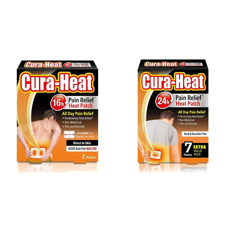 [Australia] - Cura-Heat Back Pain MAX Size Direct-to-Skin, Pack of 2 & Cura-Heat Back and Shoulder Pain 7 Count (Pack of 1) 