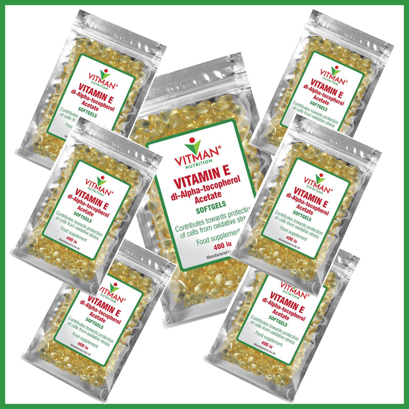 [Australia] - Vitamin E 400 IU, 120 Softgels 4 Month Supply, Natural Antioxidant Source Vitamin E, D-Alpha Tocopherol, High Potency and Absorption, Made for VitMan Nutrition (120) 
