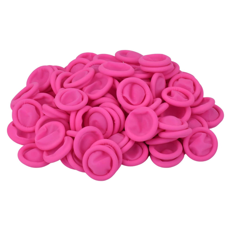 [Australia] - 100 Pcs Finger Cots, Disposable Finger Protectors, Latex Anti-Static Finger Tip Rubber Protect Keeping Dressing Dry and Clean (100 Pcs, Pink) 100 Pcs 