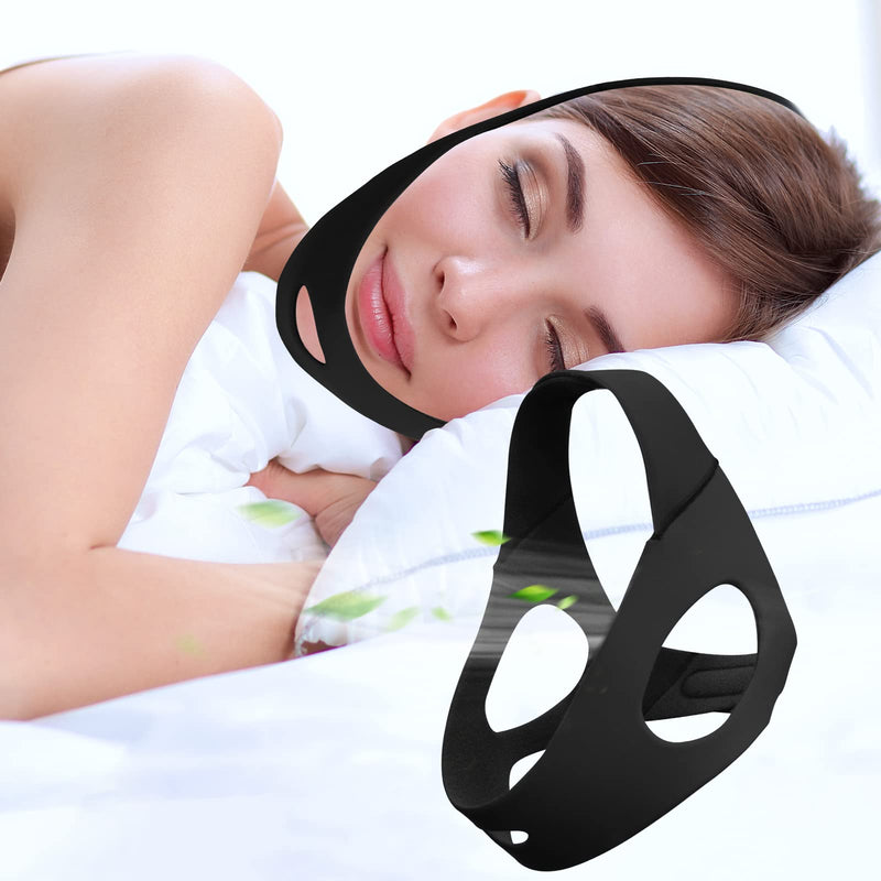 [Australia] - Anti Snoring Chin Strap, 2023 Upgraded Adjustable Stop Snore Chin Strap, Professional Effective Anti Dry Mouth Chin Strap Stop Noise for Men Women Breathing Chin Strap Relief Sleep Aid Devices (Black) Black 