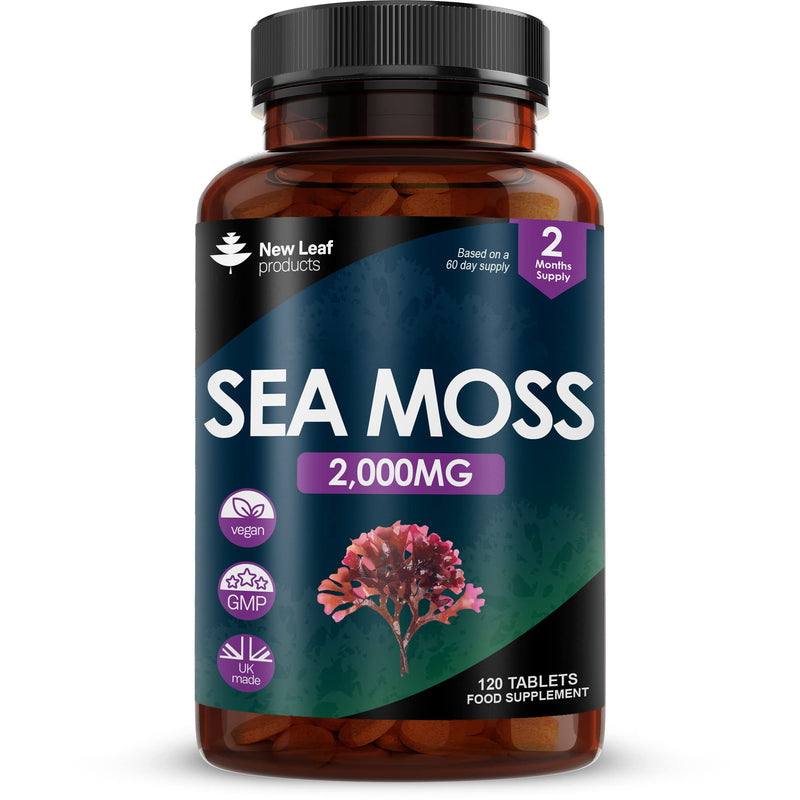 [Australia] - Sea Moss Tablets Extract High Strength 2000mg - Sea Moss Supplement 120 Tablets (not sea Moss Capsule) High Potency - UK Made - Vegan - Non GMO 120 count (Pack of 1) 