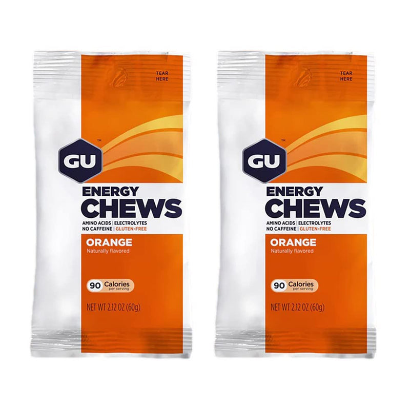 [Australia] - GU Energy Chews Double Serving Packs. Energy Gummies with Electrolytes for Running, Cycling, Triathlon & Other Sports - Pack of 2 (Orange) Orange 