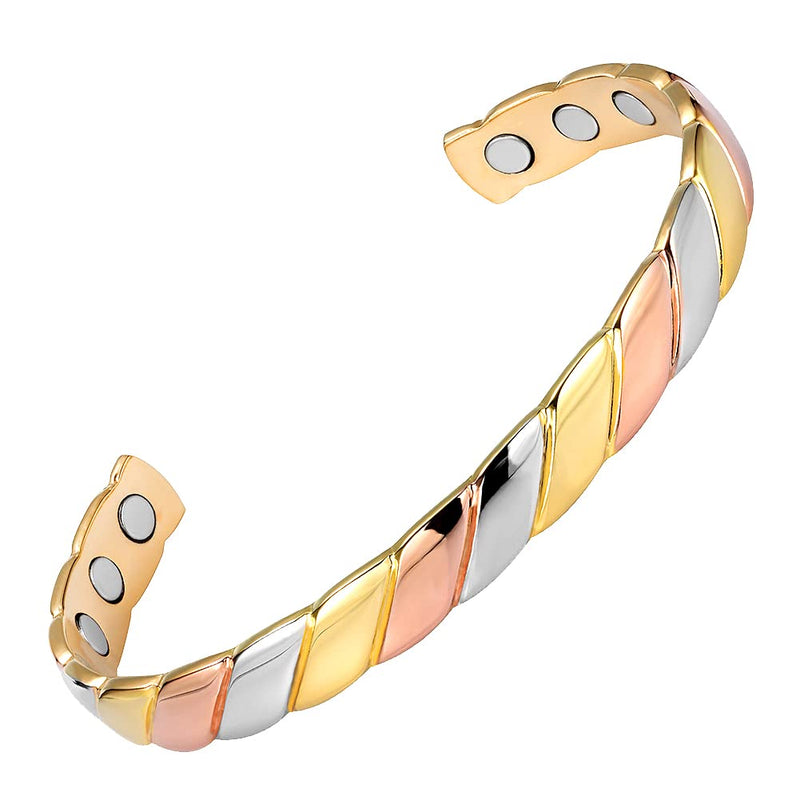 [Australia] - Vicmag Copper Magnetic Bracelet for Women 99.99% Solid Pure Copper Ultra Strength Magnets Adjustable Size with Gift Box (Tricolour Diamond) 1-tricolour Diamond 