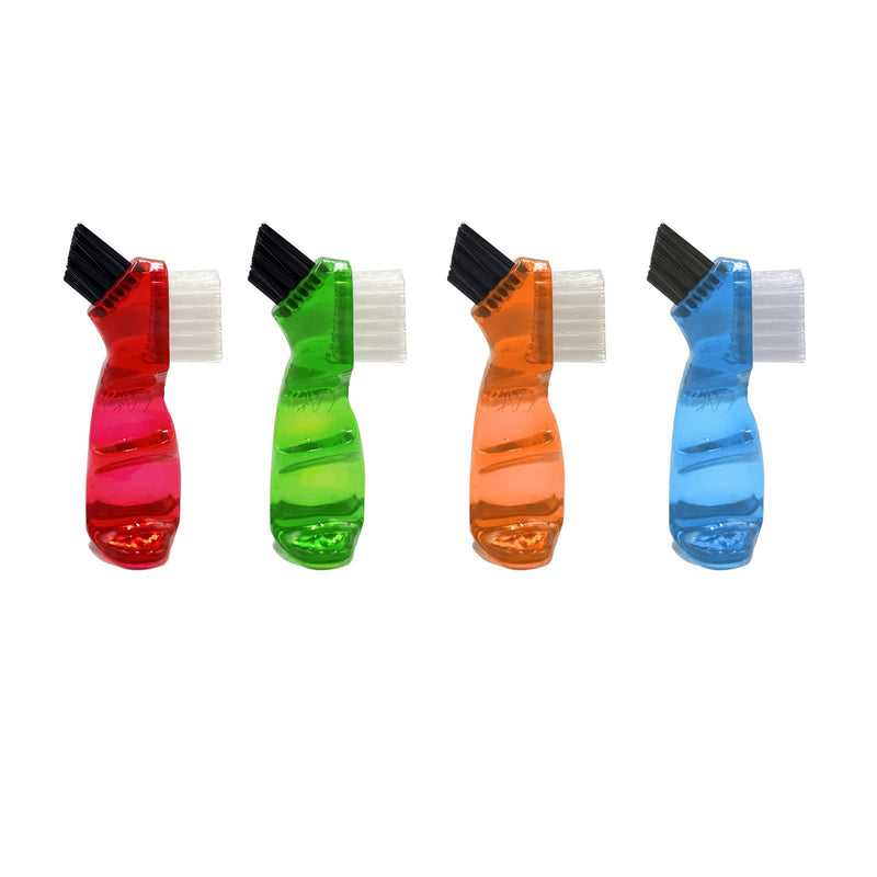 [Australia] - 4 Pieces Mini Denture Cleaning Brush Set with Multi-Layered Bristles, Portable Denture Double Sided Brush for False Teeth Cleaning, 4 Color 
