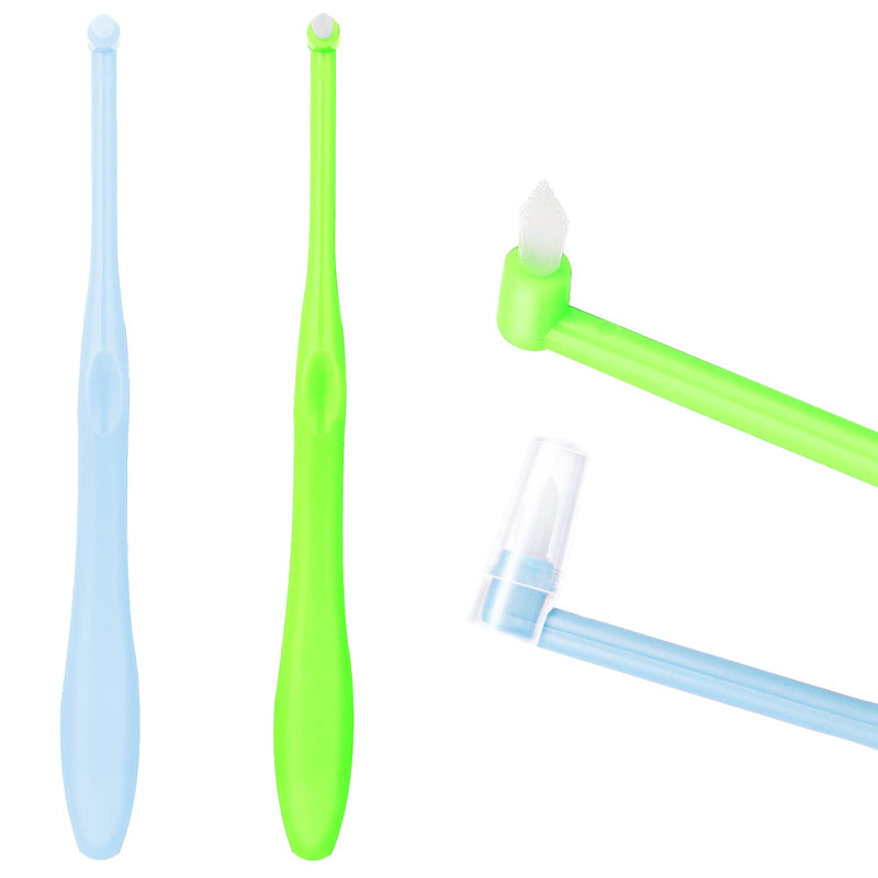 [Australia] - WLLHYF Single Tuft Toothbrush 2 Pieces Interspace Tuft Brush Soft Teeth Brushes Manual Toothbrushes End-tuft Toothbrush for Gap Orthodontic Braces Sensitive Gums Deep Cleaning (Green, Blue) Green, Blue 