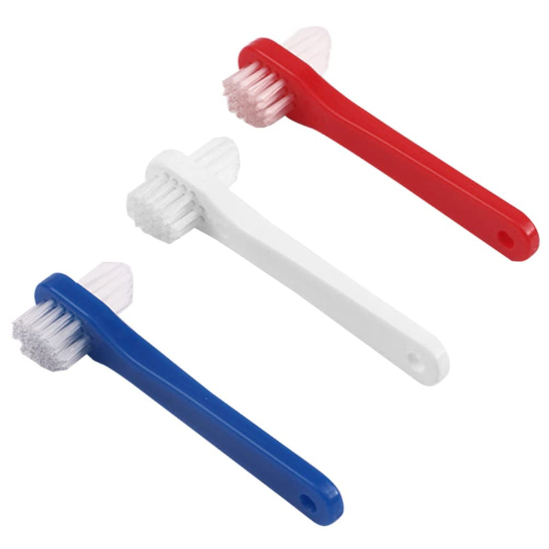 [Australia] - Healeved Denture Brush Dual Head 3pcs Small Hard Denture Cleaner Toothbrush False Teeth Cleaning Brush for Denture Care 