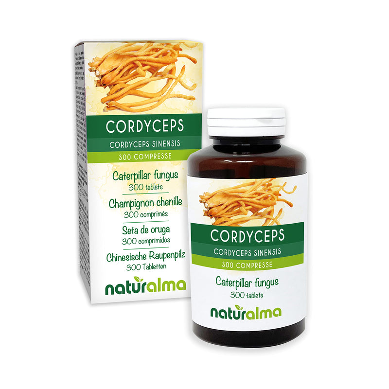 [Australia] - Cordyceps or Caterpillar Mushroom (Cordyceps sinensis or Ophiocordyceps sinensis) Fungus or Mushroom NATURALMA | 150 g | 300 Tablets of 500 mg | Food Supplement | Natural and Vegan 