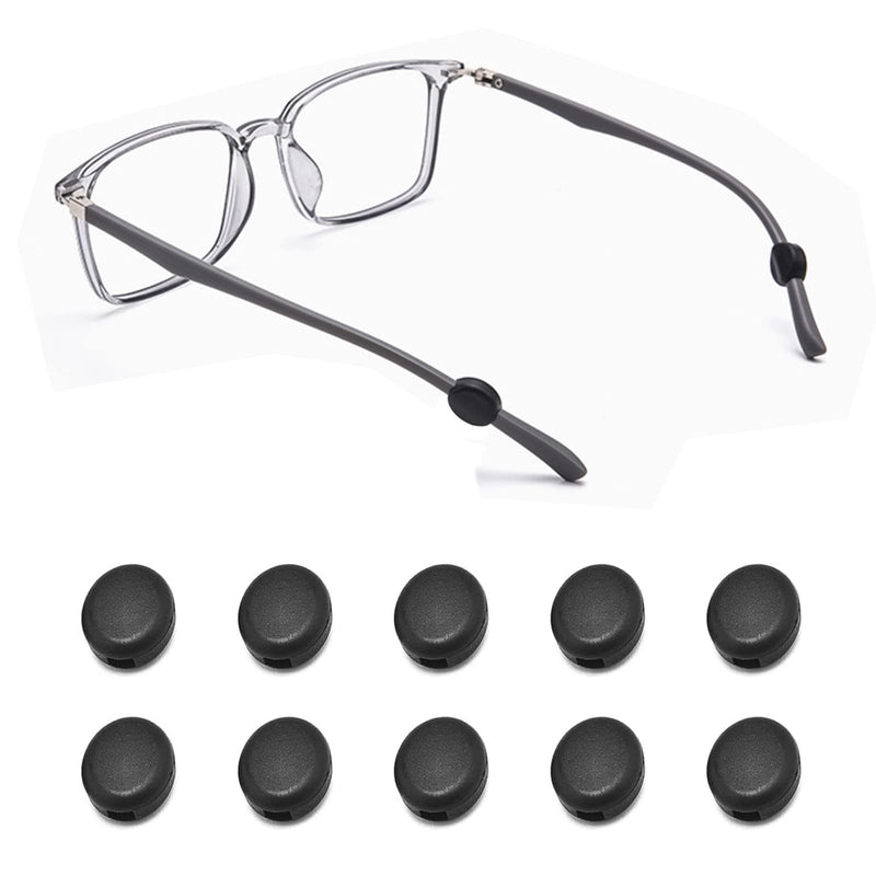 [Australia] - Cosswe Eyeglasses Temple Grips Retainer, Round Eyeglasses Temple Soft Eyeglass retainers Anti-Slip Glasses Retainers Hooks for Spectacle Sunglasses Eyewear Black 