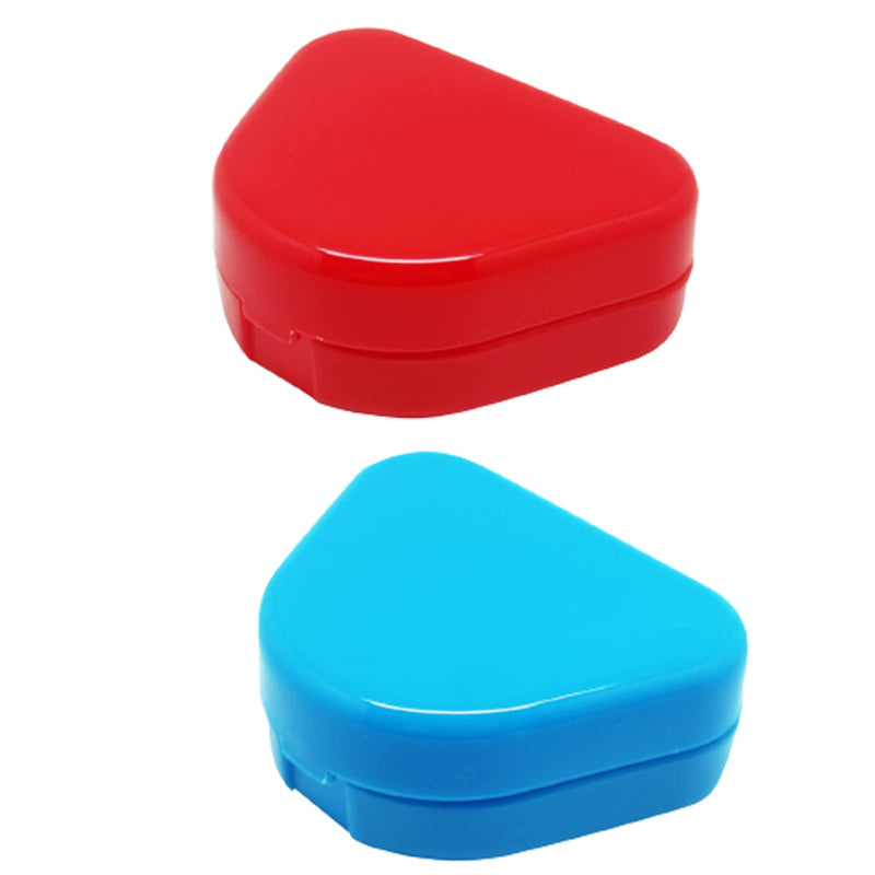 [Australia] - TAORANJU 2 Pcs Retainer Cases Denture Box Orthodontic Dental Retainer Boxes with Air Vent Holes Braces Storage Boxes for Mouth Guard Teeth Braces (Red, Blue) 
