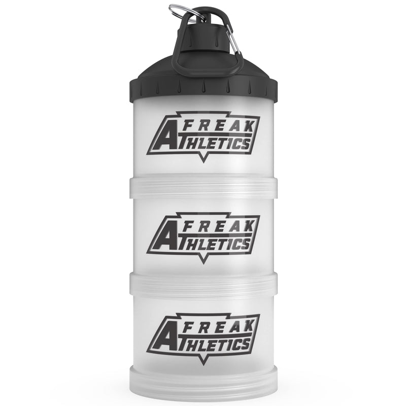 [Australia] - Freak Athletics Protein Powder Storage Container 3 Pack – 3 x 200ml BPA Free Storage Tub Pots for Protein Shakes, Whey Protein Powder, Vegan Protein Powders, Capsules & Tablets (Clear/Black Lid) Clear / Black Lid 