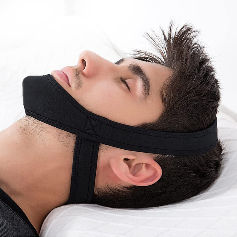 [Australia] - Anti Snoring Chin Strap Comfortable Natural Stop Snore Chin Strap Stop Snoring Solution Chin Strap Effective Snore Stopper Devices Adjustable Snore Reducing Mouth Breathers Sleep Aid for Men Women Black 