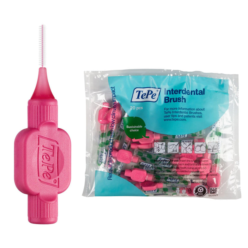 [Australia] - TePe Interdental Brush, Original, Pink, 0.4 mm/ISO 0, 20pcs, plaque removal, efficient clean between the teeth, tooth floss, for narrow gaps 1x20 pcs Pink (Size 0) 