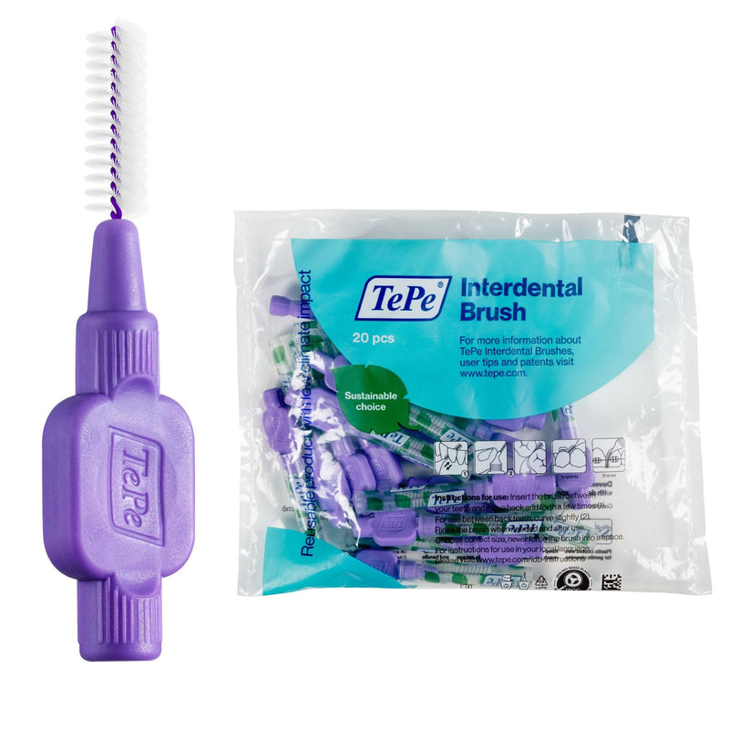 [Australia] - TePe Interdental Brush, Original, Purple, 1.1 mm/ISO 6, 20pcs, plaque removal, efficient clean between the teeth, tooth floss, for narrow gaps 1x20 pcs Purple (Size 6) 