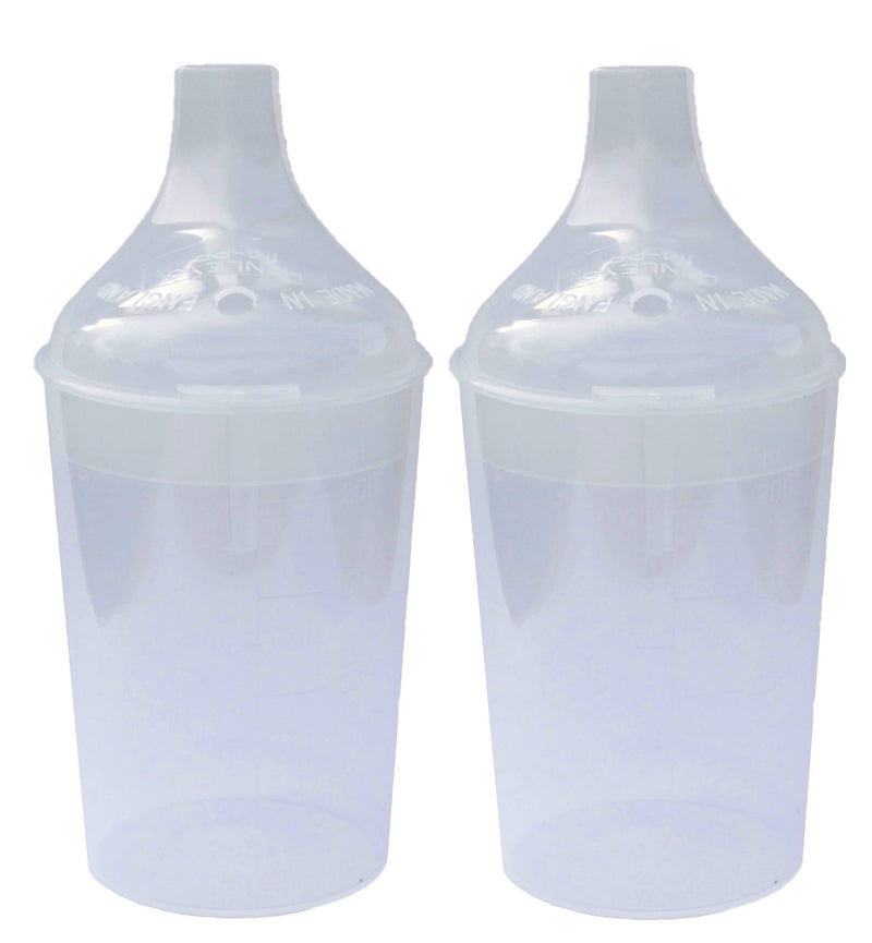 [Australia] - 2 Pack - Clear, Wide Spout, Feeding Beakers. 200ml with Graduated Measurements and Controllable Flow Lid - Autoclavable, Microwave Safe & Spill-Proof 