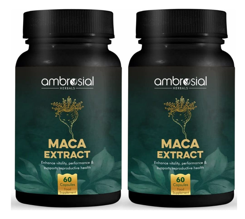 [Australia] - Ambrosial Maca Root Capsules for Women & Men | High Strength 500 mg Maca Powder per Capsule | Supports Building Stamina & Energy (Pack of 2-120 Capsules) 60 count (Pack of 2) 