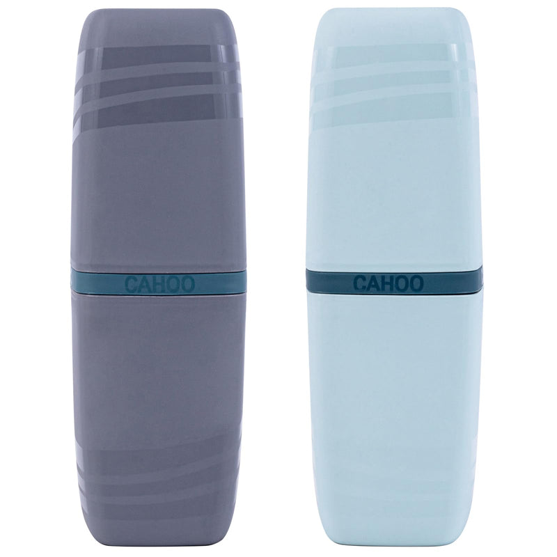 [Australia] - 2 Pcs Travel Toothbrush Case and Carrier, Plastic Portable Business Trips Wash Cup Holder Organizer for Trips and Daily Use (Grey+Grey green) Grey+grey Green 