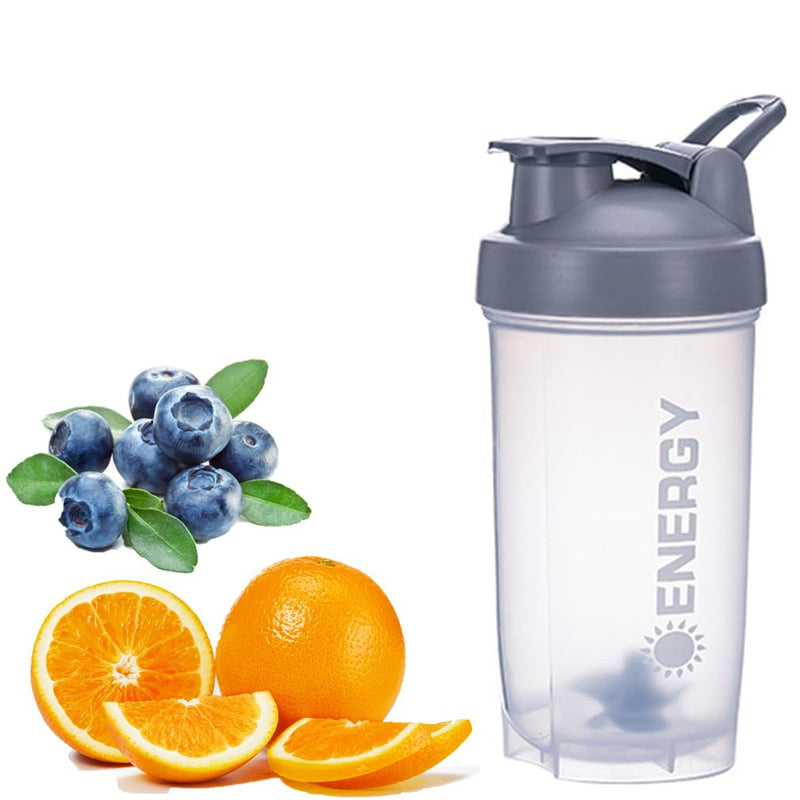 [Australia] - KHAOP 400ML Protein Shaker Cup Protein Shaker Bottle 500ml BPA Free Leakproof Portable for Sports Supplements Shakes With Steel Mixing Ball for Protein Shakes Dishwasher Safe (Grey) Grey 