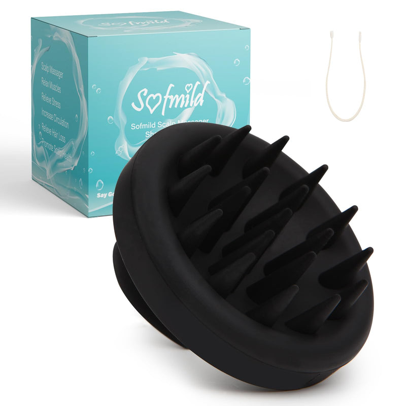 [Australia] - Scalp Massager, 100% Silicone Shampoo Brush Hair Brush Head Massager Hair Growth Scrubber for Straight Curly Long Short Thick Thin Wet Dry Hair for Men Women Kids Pets, Black 