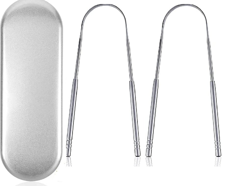 [Australia] - NASHnal Tongue Scraper with Travel Case (2 Pack), Bad Breath Treatment Tongue Scraper for Adults, Medical Grade,100% Stainless Steel for Oral Care, Easy to Use Tongue Cleaner for Hygiene 