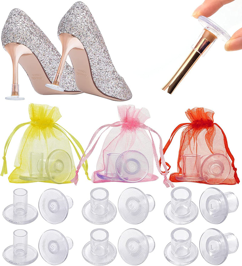 [Australia] - 6 Pairs Heel Stoppers for Grass, 3 Sizes High Heel Protectors for Women Wedding Shoes, Durable High Heel Protectors for Walking on Grass and Uneven Floor 