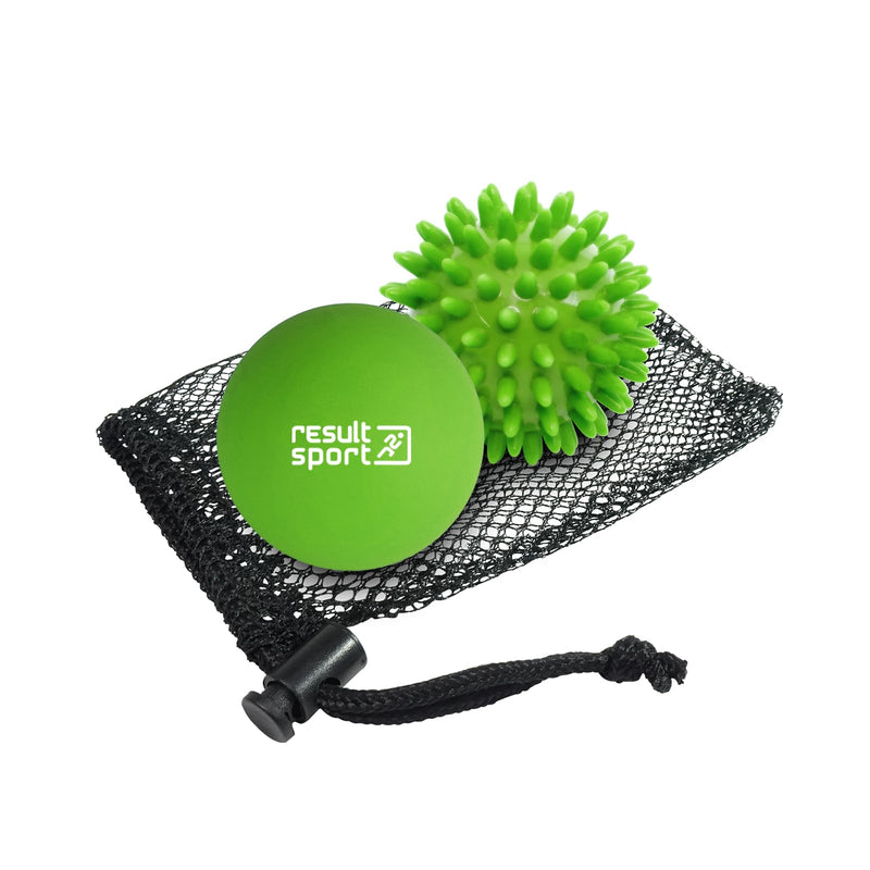[Australia] - ResultSport Lacrosse & Spike Massage Ball Set with Storage Bag, Plantar Fasciitis Recovery, Trigger Point Massage, Deep Tissue Myofasical Relief (Lime) Lime 