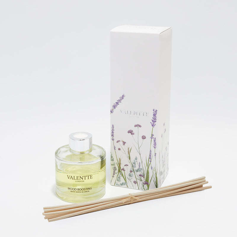[Australia] - Valentte Reed Diffuser for Home with Sticks, Aromatherapy Essential Oils, Natural Ingredients, Long Lasting Fragrance, Made in the UK (White Neroli and Lemon) White Neroli & Lemon 