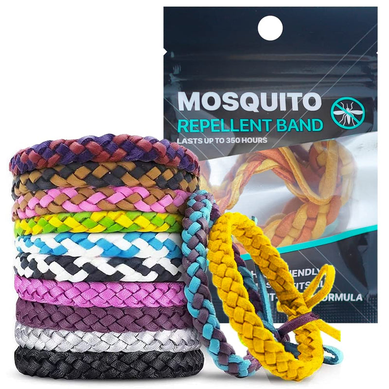 [Australia] - Mosquito Repellent Bracelet 10 Pack, Adjustable Leather Deet-Free Natural Insect Mosquito Bands for Adults & Kids, 350 Hour Insect Repellent Protection 