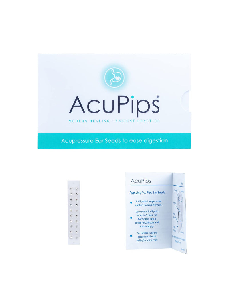 [Australia] - 20 Crystal Acupressure Ear Seeds to Ease Digestion & Bloating. Ear Map, 20 Ear Seeds & Instructions. Acupuncturist Designed (Crystal) 