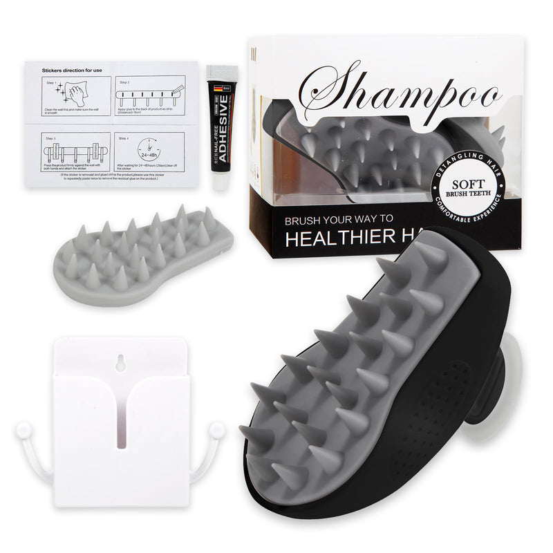 [Australia] - Scalp Massager Shampoo Brush, Soft Hard Silicone Shampoo Scrub Brush for Hair Care Growth Clean, Wet and Dry Hair Head Massager, Reduce Dandruff, Massage Scalp Black 