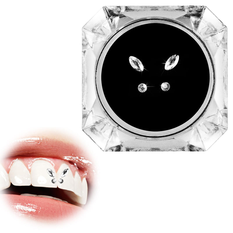 [Australia] - 4 Pieces Tooth Gem, Tooth Shine Jewelry Rhinestones, DIY Fashionable Tooth Ornaments Artificial Crystal Tooth Decor for Reflective Teeth Ornament(White) White 