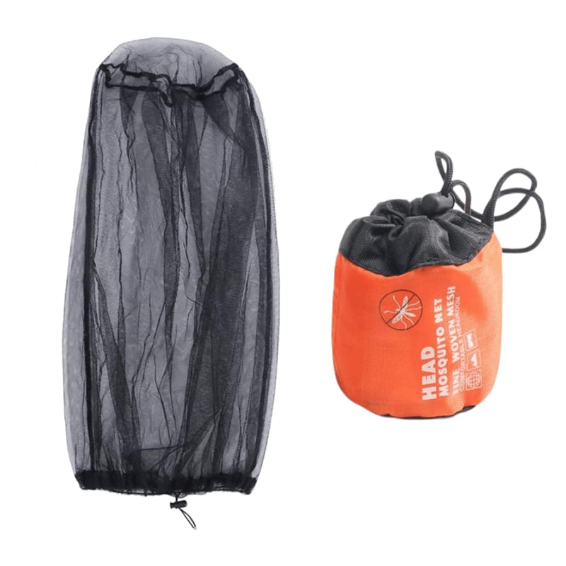 [Australia] - Midge Head Net with Storage Bag Face Net Mesh Nylon Mosquito Head Net for Outdoor Hiking Camping Climbing Fishing and Walking (Black) Black 