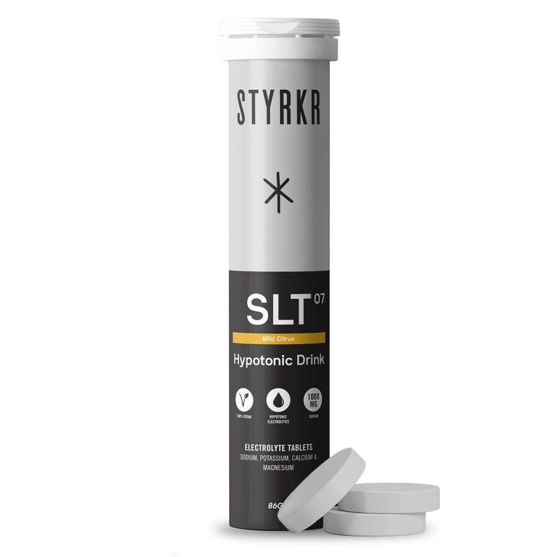 [Australia] - Electrolytes Tablets by Styrkr - Pack of 12 Hydration Tablets - 4X Higher Salts - Approved by Endurance Athletes - Advanced Quad-Blend Formulation - SLT07 12x per Tube 1 Pack 