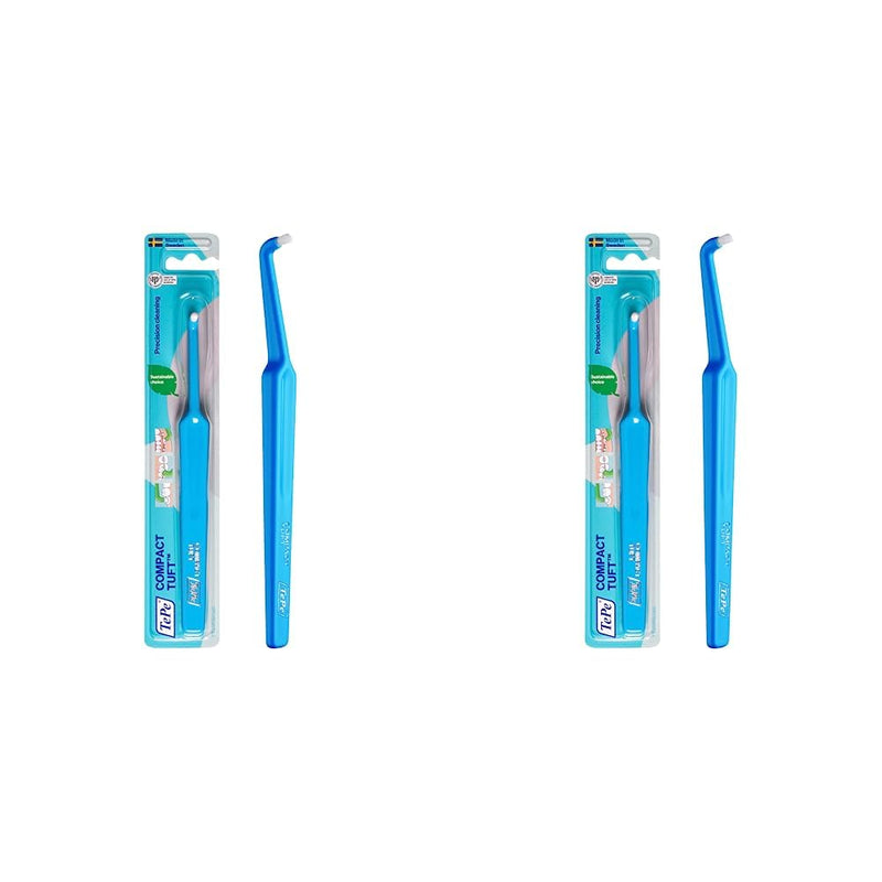 [Australia] - TEPE Compact Single Tuft Brush for Precision Cleaning of Difficult Areas, Such as Braces, Gum line and implants - 1 x TEPE Compact Brush (Pack of 2) 1 count (Pack of 2) 
