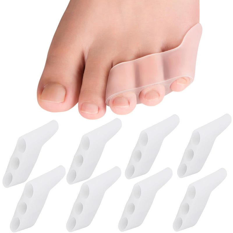 [Australia] - 8 Pack Gel Toe Corrector Pinky Toe Separator Pain Relief Toe Protector Relieve Bunion Foot Care Tools Three-Hole Little Toe Separator 