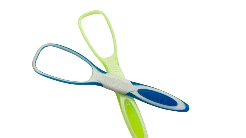 [Australia] - 2 x Tongue Cleaners Plastic Tongue Scraper Plastic Tongue Cleaner Bad Breath Remover Oral Care Dental Care (Blue & Green (Large)) Blue & Green (Large) 