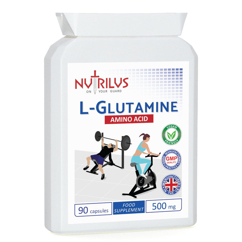 [Australia] - L-Glutamine Capsules 90 x 500mg - Pure Amino Acid - no Fillers - Vegan Capsules - not Tablets - Sport, Muscle Recovery 